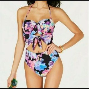 NWOT Bar III Floral Tie-Front Monokini Sz XL